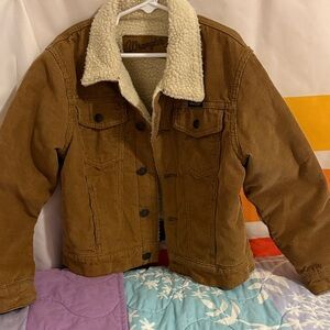 Wrangler Tan Corduroy Jacket with Cream Sherpa
